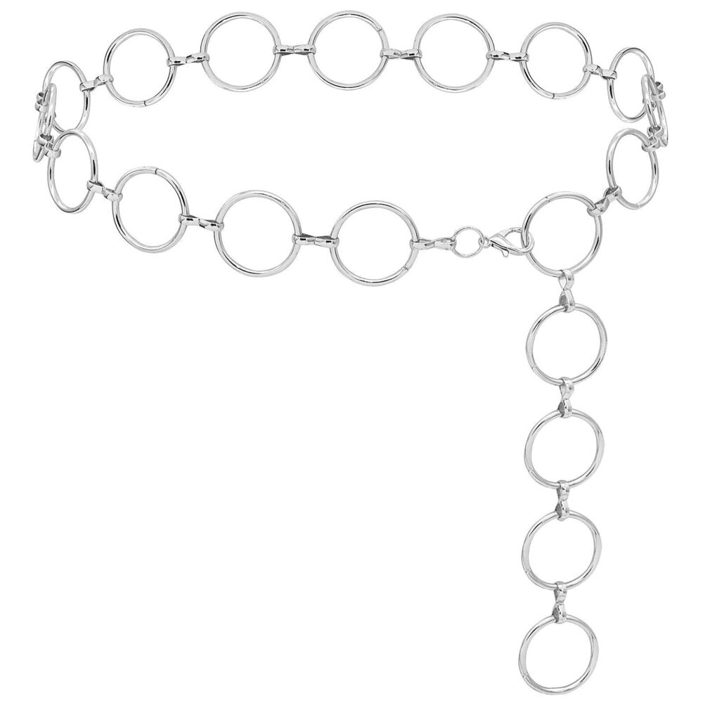 6917 Metal Waist Chain For Women Chunky Belly Link Belt Dresses (silver